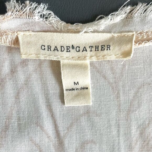 💠 Grade & Gather Square Neck Cream Apricot Tank Raw Edge Size M - Picture 5 of 9